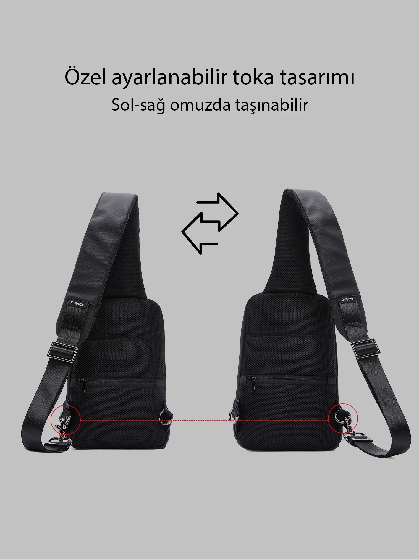 D-Pack Erkek Siyah Teknolojik Kumaş Çapraz Çanta - Image 20